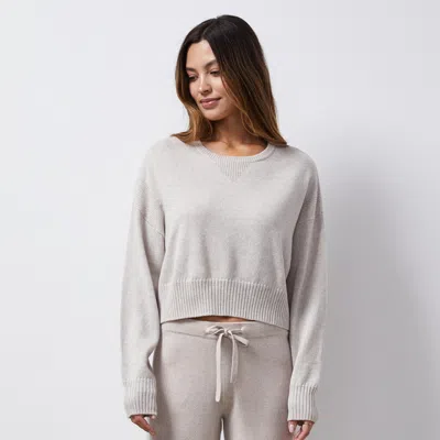Monrow Wool Cashmere Crew Neck Sweater In Oatmeal