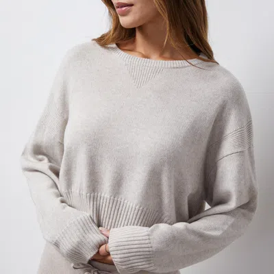 Monrow Wool Cashmere Crew Neck Sweater In Oatmeal