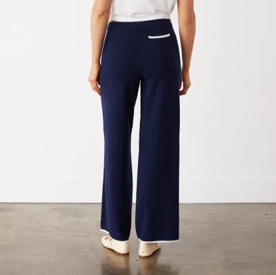 Monrow Wool Cashmere Wide Leg Sweat In Navy