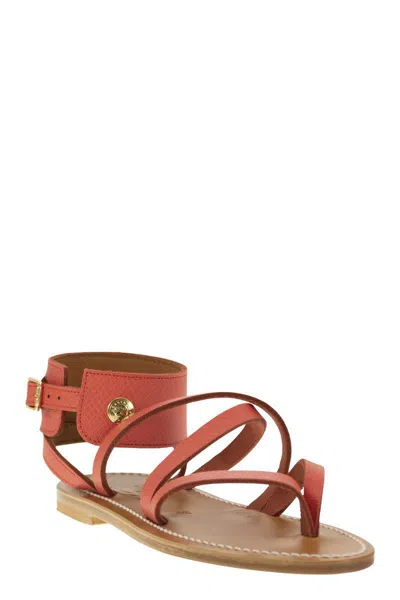 Longchamp X K.jacques Leather Sandals In Strawberry