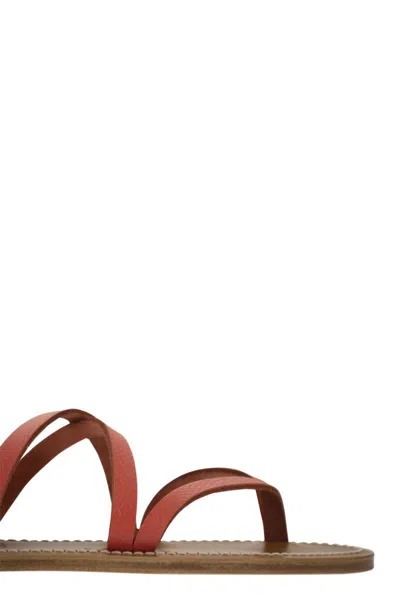 Longchamp X K.jacques Leather Sandals In Strawberry