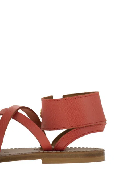 Shop Longchamp X K.jacques Leather Sandals In Strawberry