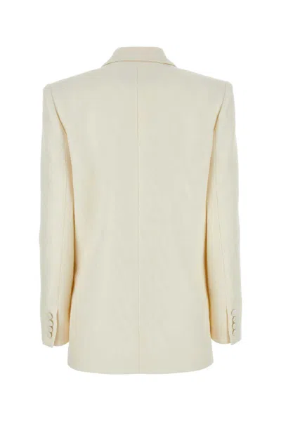 Valentino Single-breasted Blazer In Wool And Silk In White