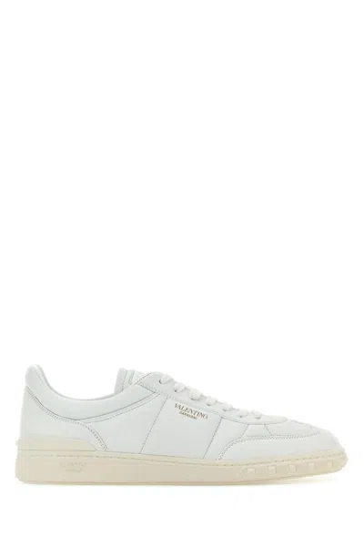 Valentino Upvillage Low Top Nappa Leather Sneaker In Snowwhite