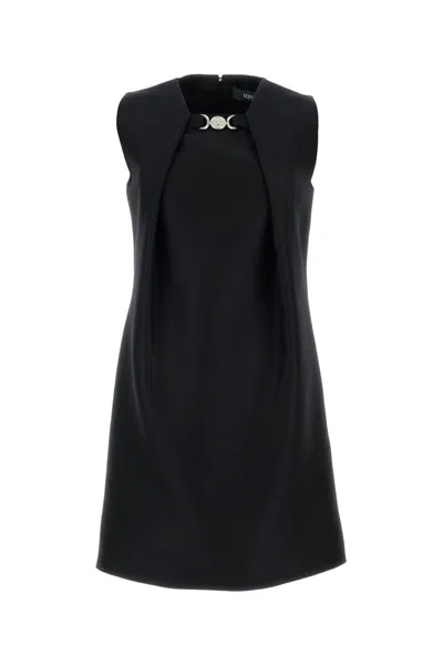 Versace Sleeveless Structured Twill Dress In Black
