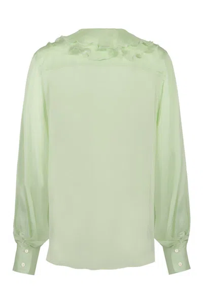 Shop Victoria Beckham Silk Blouse In Green