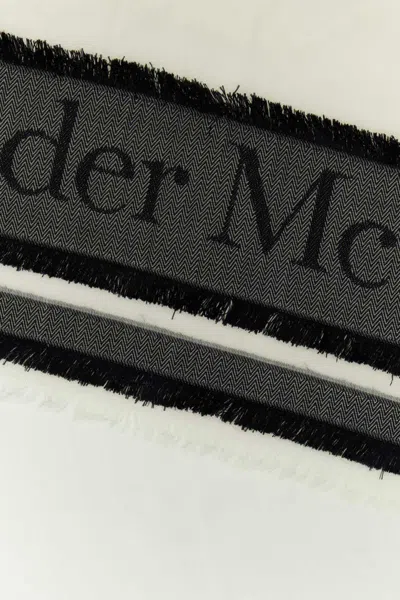 Alexander Mcqueen Ivory Wool Blend Foulard In White