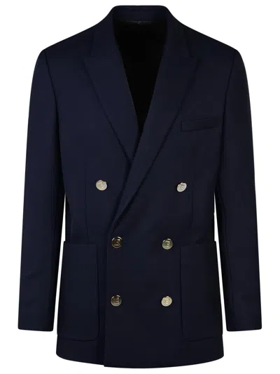 Shop Balmain Blue Wool Blazer