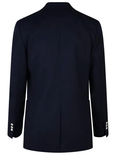 Shop Balmain Blue Wool Blazer