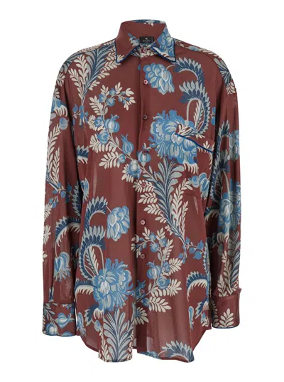 Shop Etro Bordeaux Shirt With All-over Paisley Motiv In Viscose Woman In Red