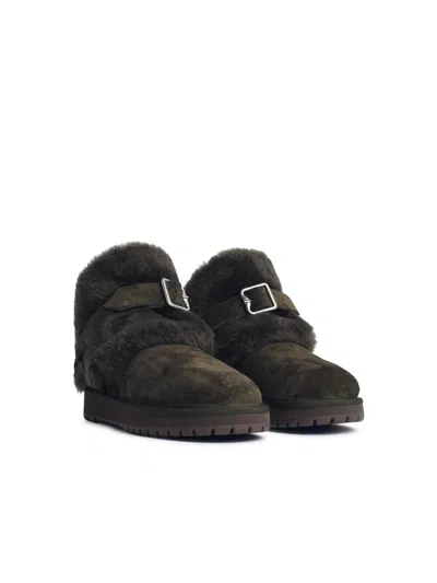 Burberry Brown Sheep Boots In Green
