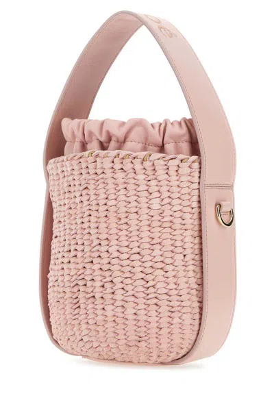 Chloé Suede Bucket Bag Featuring Ruffled Accents In Pink