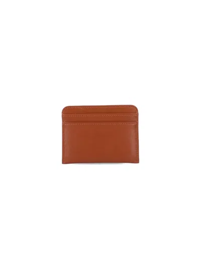 Chloé Logo-embroidered Leather Cardholder In Brown