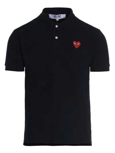 Shop Comme Des Garçons Play Logo Patch Polo Shirt In Blue