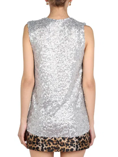 Shop Dolce & Gabbana Sequin Top In Silver