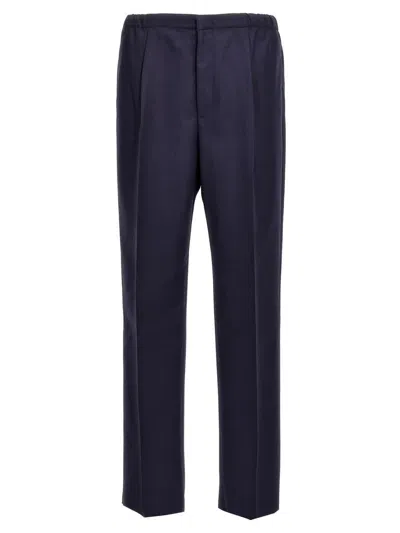 Fendi Blue Straight Pants In Wool Man In Blue