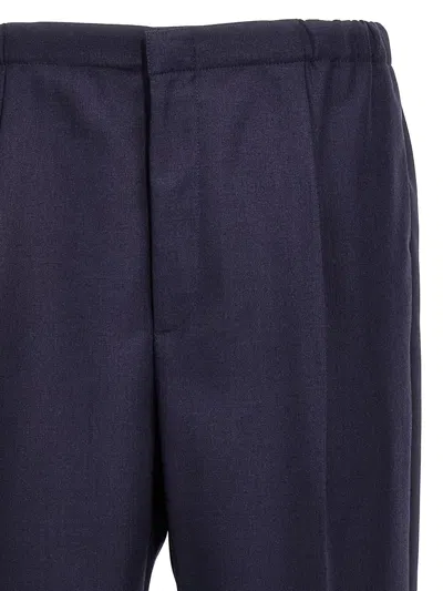 Fendi Blue Straight Pants In Wool Man In Blue