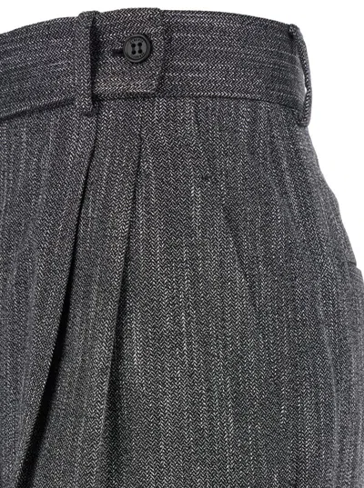 Shop Alberta Ferretti Grey High Waisted Straight Pants In Viscose Woman