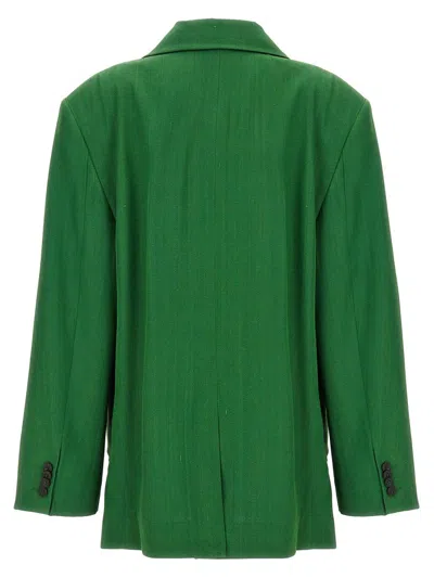 Jacquemus Titolo Striped Jacquard Single-breasted Oversized Blazer Jacket In Green