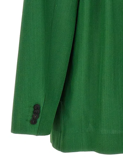 Jacquemus Titolo Striped Jacquard Single-breasted Oversized Blazer Jacket In Green