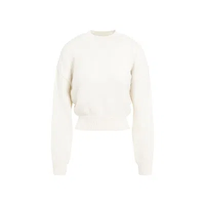Jacquemus Alpaca Wool Blend Cropped Pullover In Beige
