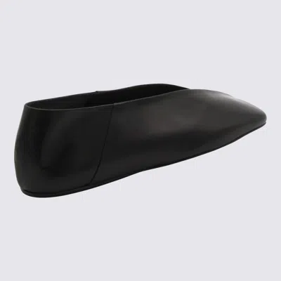 Shop Jil Sander Black Leather Flats