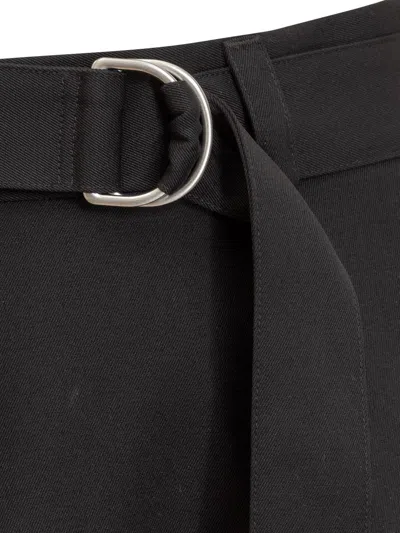 Jil Sander Sharp Wool Gabardine Pants In Black