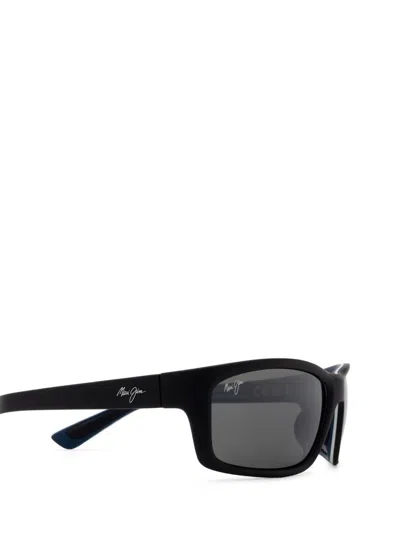 Shop Maui Jim Sunglasses In Matte Soft Black / White / Blue