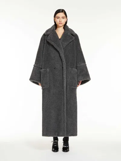 Shop Max Mara Long Alpaca Coat In Grey