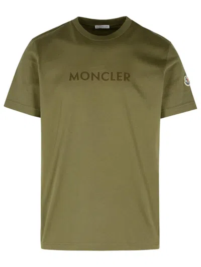 Shop Moncler Green Cotton T-shirt