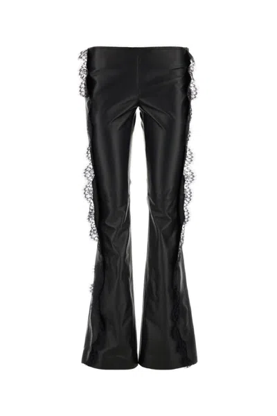 Off-white Lace-trim Straight Leg Trousers In Black