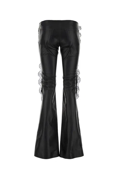 Off-white Lace-trim Straight Leg Trousers In Black
