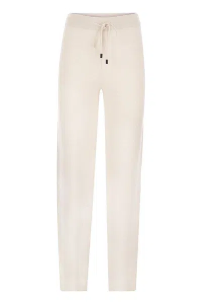 Shop Peserico Wool, Silk And Cashmere Knit Trousers In Grey