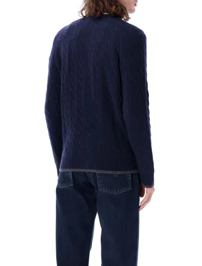 Shop Polo Ralph Lauren Cable Knit Cardigan In Hunter Navy