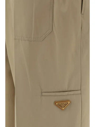 Shop Prada Pants In Beige