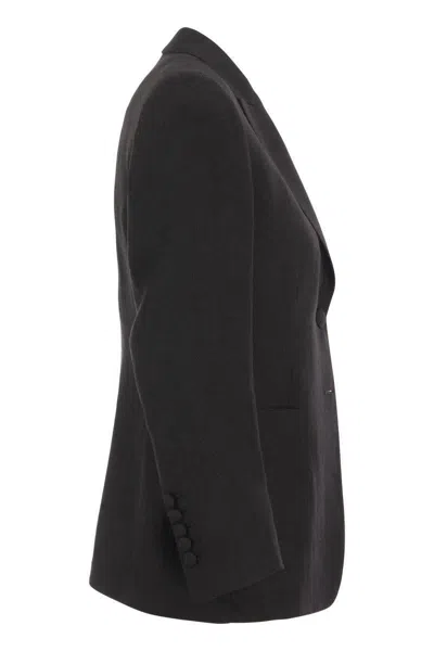 Saulina Adelaide - Linen Two-button Jacket In Black