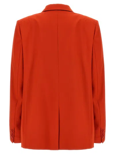 Stella Mccartney Double-breasted Wool Flannel Blazer With Peak Lapels In Red