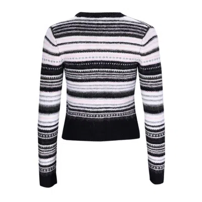 Shop Ganni Stripe Cardigan In Black