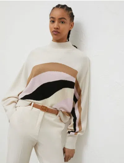 Marella Finito Colorblock Mock-neck Sweater In Grey