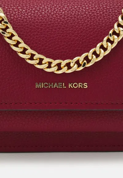 Michael Kors Bordeaux Shoulder Bag With Chain Strap And Front Logo In Suede Woman In Red
