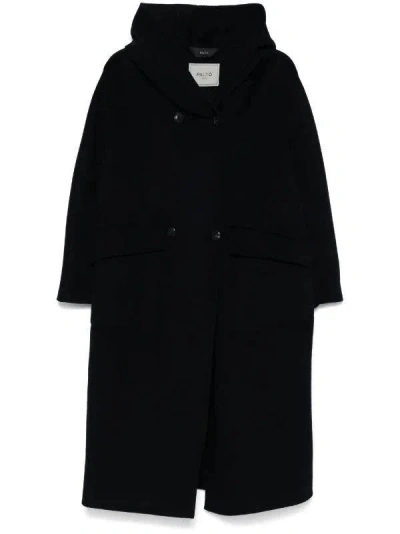Paltò Paltó Hooded Coat In Black