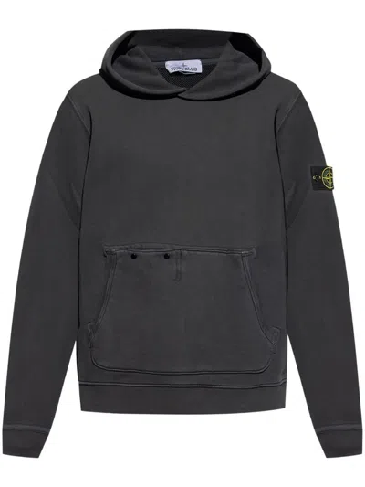 Shop Stone Island Cotton Hoodie With Logo Patch In Grey