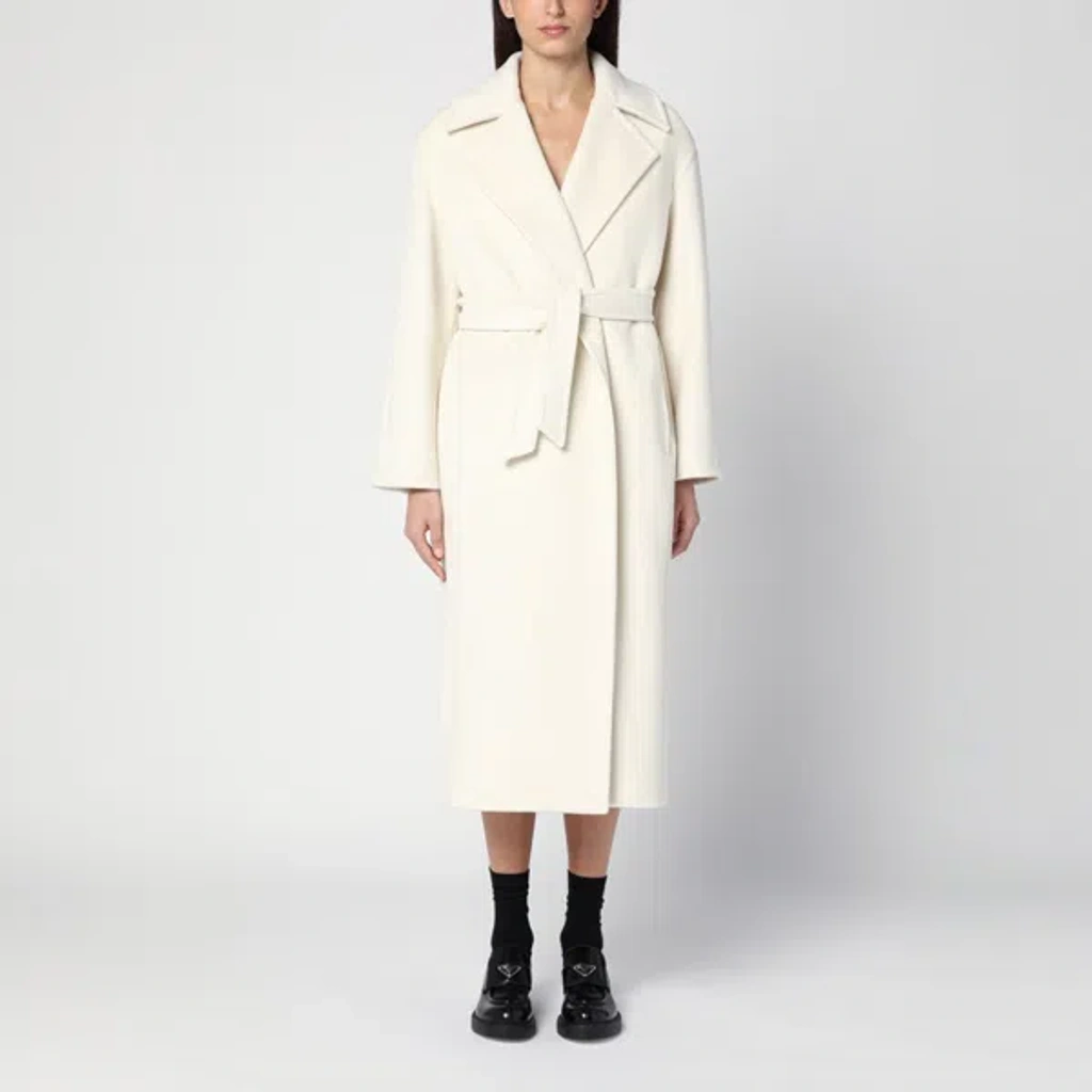 ワンピース MAX MARA WHITE CASHMERE BLEND DRESSING GOWN COAT Max Mara White Cashmere Blend Dressing Gown Coat – LOZURI®