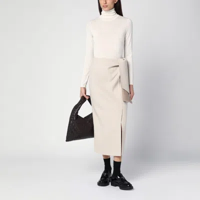 Max Mara Beige Wool And Cashmere Midi Skirt In White
