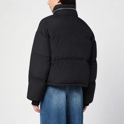 Ami Alexandre Mattiussi Black Down Jacket With Adc Embroidery And Removable Hood In Tech Fabric Woman In Black