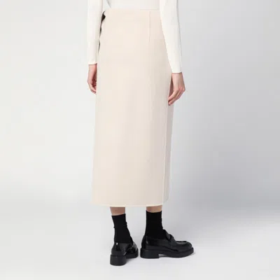 Max Mara Beige Wool And Cashmere Midi Skirt In White
