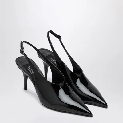 Valentino Le Salon Black Patent Leather Slingback In Black