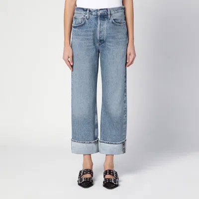 Agolde Fran High Rise Ankle Straight Jeans In Dwell In Light Blue