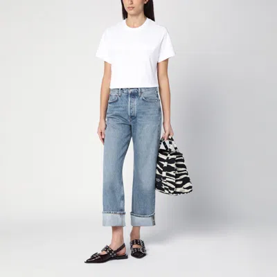 Agolde Fran High Rise Ankle Straight Jeans In Dwell In Light Blue