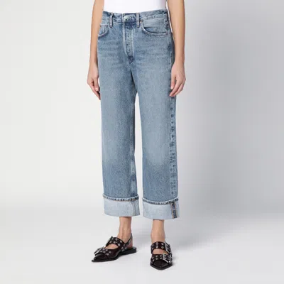 Agolde Fran High Rise Ankle Straight Jeans In Dwell In Light Blue